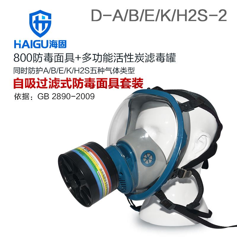 海固800全面罩+HG-ABS/D1-2滤毒罐 综合防毒气套装
